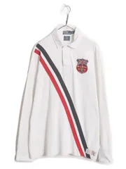 【お得なクーポン配布中!】 2012年 オリンピック アメリカ代表 ポロ ラルフローレン 長袖 ラガーシャツ メンズ XL / 古着 長袖シャツ ラグビー シャツ ナンバリング 白