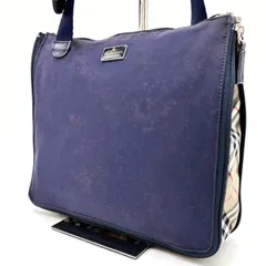 【良品】 BURBERRY バーバリー ショルダーバッグトートバッグ ノバチェック 総柄 ロゴ型押し シルバー金具 肩掛け 斜め掛け ナイロン レザー レディース ブルー 青色 ベージュ 肌色