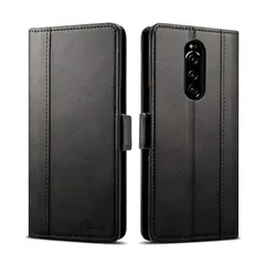 Xperia 1 ケース 手帳型 SO-03L SOV40 802SO スマホケース Rssviss エクスペリア カード収納 カバー 手帳 サイドマグネット スタンド機能付き 保護力高級PUレザー ブラック Sony Xperia 1対応 0