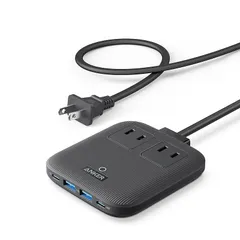 【新着商品】Anker Nano Charging Station (6-in-1, 67W) (USBタップ 電源タップ AC差込口 2口 USB-C 2ポート USB-A 2ポート 延長コード 1.5m) 【PSE技術基準適合】MacBook PD対応 W