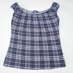 バーバリー ブルーレーベル チェック柄 ノースリーブ カットソー ネイビー 38サイズ Burberry
