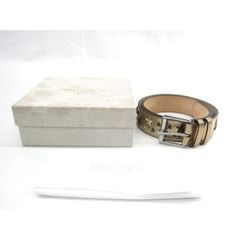 JIMMY CHOO ジミー チュウ スタースタッズ 付き ゴールド レザー ベルト SIZE:90 ∠UP3785