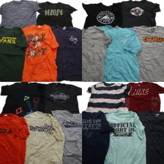 古着卸 まとめ売り カラーmix プリント 半袖Tシャツ 20枚セット (メンズ L ) NAVY ヴァンズ ノーティカ ナイキ ボーダー 中古 古着 MZ3391