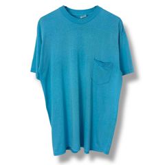 80s~ Plain Pocket T-Shirt 80年代 90年代 ポケットTシャツ ポケT シングルステッチ ティファニーブルー 古着 ビンテージ ヴィンテージ アメリカ製 USA製 水色