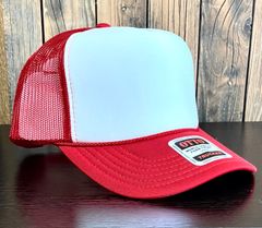 OTTO メッシュキャップ　ソリッドバイザー　　HIGHクラウン深め　白赤ツートンカラー　39-165