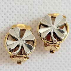 ヴィンテージ　シャネル CHANEL クローバー イヤリング　96P　ゴールド　シルバー　レディース　中古