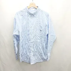 ◇ Φ ◎ ●美品● Φ BONLECILL ボンルシール ストライプ柄 長袖 シャツ サイズF ブルー ホワイト メンズ E  【1502030028294】