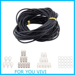 【新着商品】SUNNYCLUE　225個　黒　レザー　スエード　革紐　コード　革ひも　ネックレス　紐　スエード　ひも　ブレスレット　スエード紐　レザー紐　皮紐　コード　紐止め金具　エンドパーツ　接続　カニカン　皮ひも　チョーカー　紐　スエードコード　レザーブレ