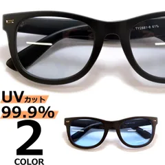 サングラス 伊達メガネ メンズ レディース ウエリントン ウェイファラー ライトカラーレンズ 薄い色 ブラック ブルー グレー マット 艶消し 全2色 推し活 コスプレ