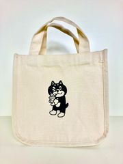 黒柴 ごいまる マチ付きトートバッグ