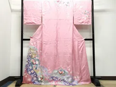 平和屋着物●訪問着　作家物　駒刺繍　貝桶草花文　金彩　京都きもの友禅扱い　正絹　逸品　CAAY2898vf