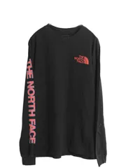 【お得なクーポン配布中!】 ノースフェイス プリント 長袖 Tシャツ メンズ M アウトドア ロンT ロングスリーブ カットソー 袖プリント ワンポイント シンプル ブラック