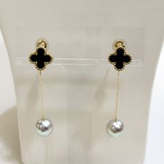 K18YG あこや真珠ナチュラルブルーピアス