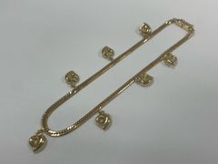ノンブランドジュエリー ハートチャーム付き8面トリプルアンクレット K18YG K18イエローゴールド 【中古】 【アンクレット】 【送料無料】