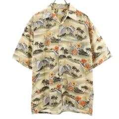 ピエールカルダン 90s 韓国製 オールド 総柄 半袖 アロハシャツ ベージュ系 Pierre Cardin メンズ 古着 【240508】 メール便可