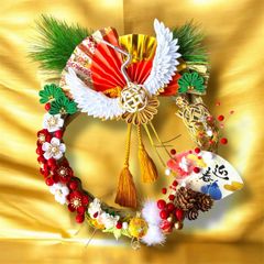 2024 辰年 干支 正月 しめ縄 リース つまみ細工 鶴 亀 タツ ダルマ