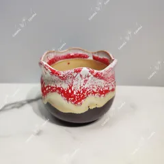 韓国　赤色 窯変 花型 植木鉢 おしゃれ 陶器鉢 多肉 植物 鉢植え　激安 レア インテリア プレゼント 海外 盆栽 花瓶 おすすめ プランター 人気 デザイン 観葉植物