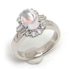 ウォーターオパールリング 約13号 PT900・オパール1.90・0.67ct 
