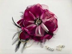 髪飾り セット品  赤紫 花 421-a0033