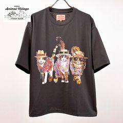 新品 CORISCO コリスコ アニマルプリント 犬 猫 プリント Tシャツ 半袖 レディース メンズ ユニセックス Animal Village アニマルヴィレッジ 動物 プリント tee かわいい Tシャツ M L LL チャコール 111951
