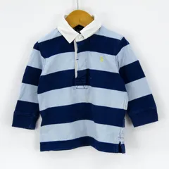 ポロバイラルフローレン 長袖ラガーシャツ ボーダー トップス 85相当 ベビー 男の子用 18M サイズ ネイビー Polo by Ralph Lauren 【中古】
