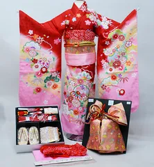 七五三 七歳 女児 着物フルセット 合繊 豪華絢爛 結び帯 祝着 7歳 7才 七才 女の子 NO40565