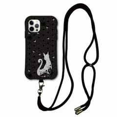 [iPhone15 Pro Max] スマホショルダー付 スカラー iPhoneSE 第3世代 ケース 耐衝撃 i-coronケース iPhone16 15 14 13 12 11 スマホケース アイフォン 全機種対応 スマホカバー scolar 猫とチョウ　