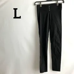 L黒ブラックロングパンツズボン無地シンプルハイウエスト風脚長効果美脚