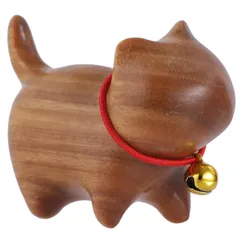 猫 置物 木製 招き猫 緑檀 黒檀 ブラウン M250426-22