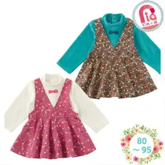 Sweet girl *スウィートガール*重ね着風ワンピース80/90/95cm(ピンク/ブルー）