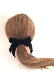 ベロアリボンヘアゴム　ベロアヘアゴム　たらりんりぼん　シンプル　ヘアゴム