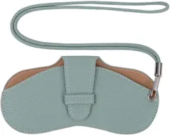CARRY ALL BEFORE ONE メガネケース ネックストラップ付き 眼鏡ケース 薄型 スリム ソフト PUレザー 軽量 コンパクト 収納 持ち運び 携帯用 ストラップホール( ライトグリーン,  タイプA)
