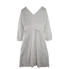 LOWRYS FARM ローリーズ・ファーム 白 ボタン ワンピース M コットン ブレンド