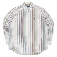 ポロラルフローレン POLO RALPH LAUREN 90s 90年代 ボタンダウンシャツ BD BLAKE ブレイク レアカラー USA ヴィンテージ アメリカ 古着 メンズ シャツ マルチストライプ柄 L【中古】