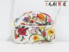 グッチ GUCCI フローラ 534951 キャンバス×レザー ホワイト マルチカラー レディース 美品 バッグ