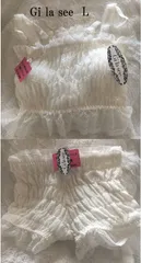 ブラジャーショーツセット パンツ チューブトップ ベアトップ ペチコート ペチパンツ  インナー 下着 タップパンツ 綿 レース 白 L