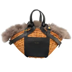 【新品タグ付】VIOLAd'ORO ファー付き べっ甲ハンドル 舟形 かごバッグ 4186048-5.jpg