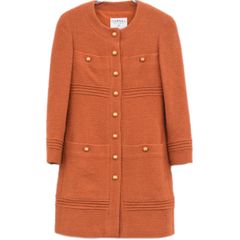 本物 シャネル CHANEL 推定 ウール シルク コート アウター 34 オレンジ レディース 衣類 洋服 中古 【フォロー割】