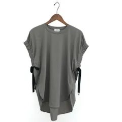 良好 LANVIN en Bleu ランバンオンブルー ギャザードロストオーバー カットソー サイズ:38  グレー  レディース 　240001150439