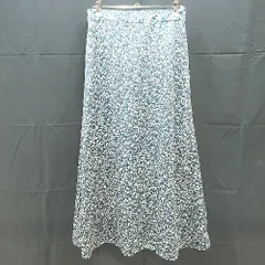 ◇ GLOBAL WORK ウェストゴム 総柄 フラワー プリント ミドル フレア スカート Mサイズ グリーン レディース E  【1303290014535】