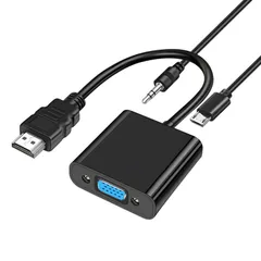 【新着商品】0.25m プロジェクターなどに対応 テレビ ノートパソコン 60Hz 1080P 給電ポート ブラック（Micro オーディオポート 逆方向に非対応 オス→メス VGA（D-SUB）コネクター → HDMI HDMI HDMI USB電源ケーブル
