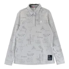 サイズ：L ADIDAS GOLF アディダスゴルフ FS6359 長袖ポロシャツ ボタンダウン ロゴ総柄 グレー系 [240101428998] ゴルフウェア レディース ストスト