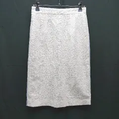 ◇ mercuryduo レース素材 デザインオシャレ ひざ丈 タイト スカート サイズS ホワイト/ブルー レディース E  【1304120041288】