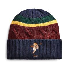 POLO RALPH LAUREN (ポロラルフローレン) US ニットキャップ ビーニー Colorblocked Rugby Bear Knit Hat Navy Combo
