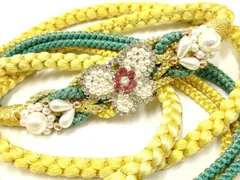 平和屋着物●和装小物　振袖用帯締め　装飾　ラインストーン　パール　金糸　逸品　AAAW4592ay
