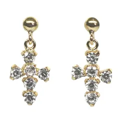 Ｋ10　10金イエローゴールド　キュービック　ピアス　5mm×11mm