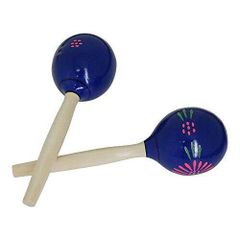 [Brand New - Ships in 5 Business Days] HOSCO Percussion Wooden Maracas, Round, 9.5 x 31.5 cm, Blue, HP-MR-R/BL (1736160)