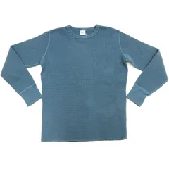 ステュディオ・ダ・ルチザン Studio D'artisan サーマル 長袖Tシャツ 9936 メンズ 無地 ヘビーウェイト ワッフル ロンtee ダルチ ブルー  