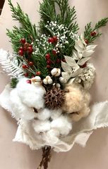 訳あり値下ドライフラワースワッグ    クリスマス  コットンフラワー野薔薇