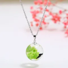 ハンドメイド　レジン青空白雲月光ネックレス 夜光の森樹脂ペンダント